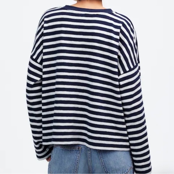 Madewell Striped Long Sleeve Crew Neck Pullover Sweater Top Small - Picture 3 of 13